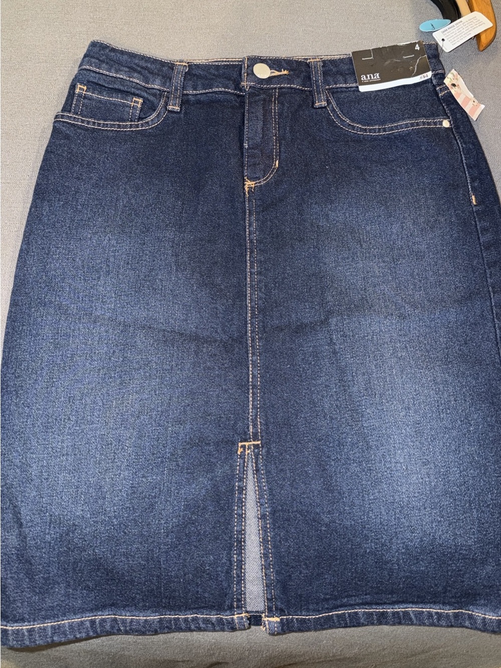 a.n.a Dark Blue Denim Skirt with Front Slit